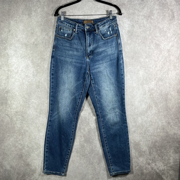 Judy Blue Jeans Womens 11/30 Blue Distressed High Rise Skinny Denim Stretch Pant - Picture 1 of 13
